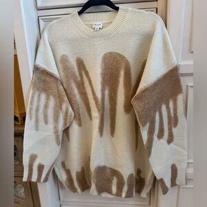 LELIS Cream and Brown Drip Sweater